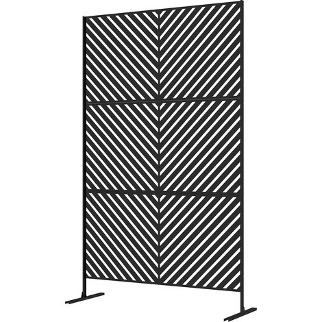 Biombo De Privacidad Para Jardín 122X198Cm Separador De Ambientes Con Diseño Triangular, Separador De Acero Y Soporte Para Balcón, Terraza, Negro (1/5)
