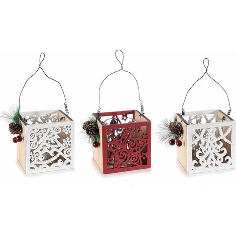 Set 6 Portacandela Natalizi in Legno con Bicchiere Porta lumino Idea Regalo per Natale (1/2)