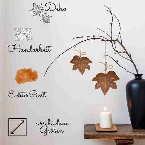 Suspension Feuille d'Érable en Métal Rouillé Décoration d'Automne Jardin et Maison - PANGIVO