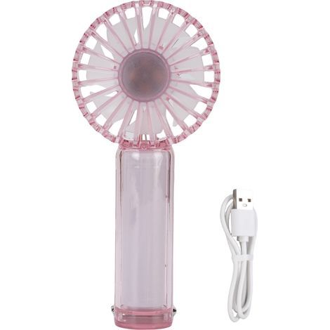 Mini-Ventilator, transparent, tragbar, mit Haken, 3 Geschwindigkeitsstufen, 1200-mAh-Akku, Pink (1/5)