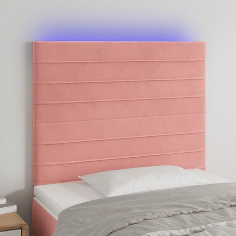 Tête de lit à LED Style Classique Armoire de lit - Rose 100x5x118/128 cm Velours BV432481 - BonneVie (1/5)