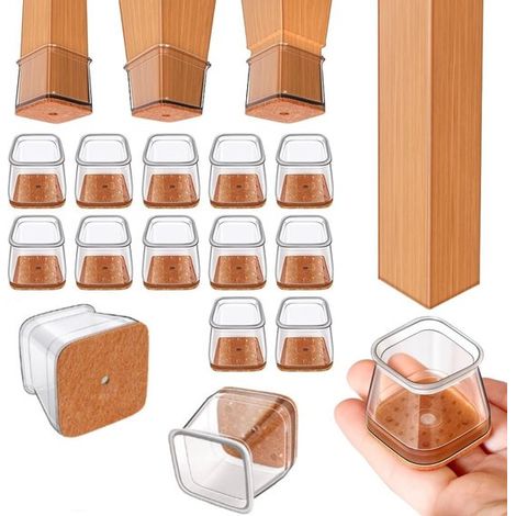 12-Piece Set - Floor Protector Pads - Square Chair Leg Protector Pads - Silicone Chair Leg Protector Pads - Silent Stool Protector Pads - Furniture Leg Protector Pads - Suitable for hardwood floors an (1/5)