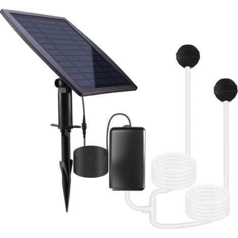 Solar air pump kit, 2.5W solar panel, air pump, air hoses and aeration stones for aquarium, swimming pool and fishing pond. (1/5)