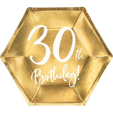 Piatti PartyDeco per il 30° compleanno, colore oro, 20 cm / 6 pezzi (1/5)