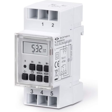 Minuterie numérique pour Installation sur Rail DIN dans Le Panneau de Commande, 3600W, écran LCD, 10 programmes de Commutation, minuterie 12/24h, IP20, Blanc S-DOTH10 (1/4)