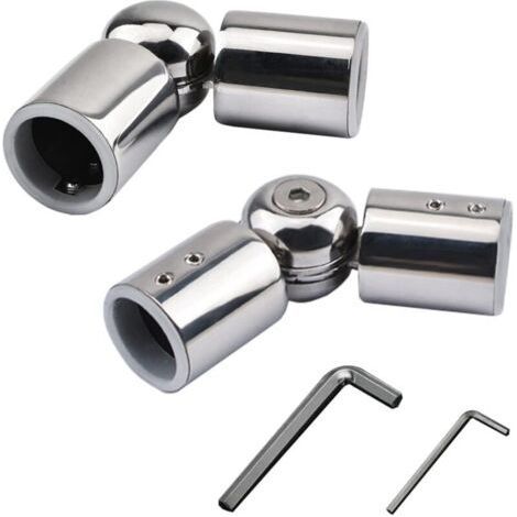 Adjustable Corner Connector, 2Pcs Stainless Steel Curtain Rod Elbow Connector Heavy Duty 90 Degree to 180 Degree Hinged Elbow Connector for 1 Inch Curtain Rod (1/5)
