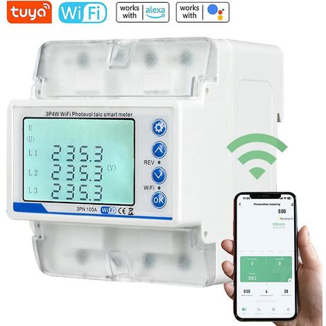 Tuya WiFi 3P4W Photovoltaik-Zähler Dreiphasen-Wiedereinschaltschalter Intelligenter Wiedereinschaltschutz LCD D