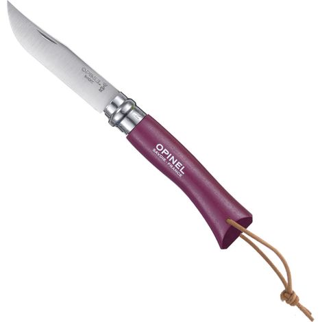 Opinel - Couteau Baroudeur n°7 - lame 8 cm violet avec lien en cuir