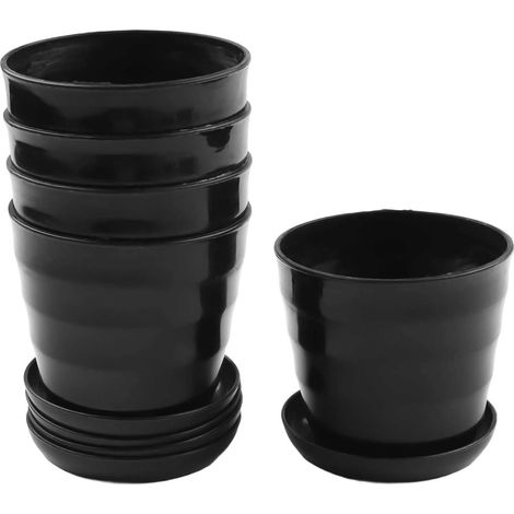 Ensemble de mini pots fleurs en plastique avec soucoupes et petits contenants colorés (1/4)