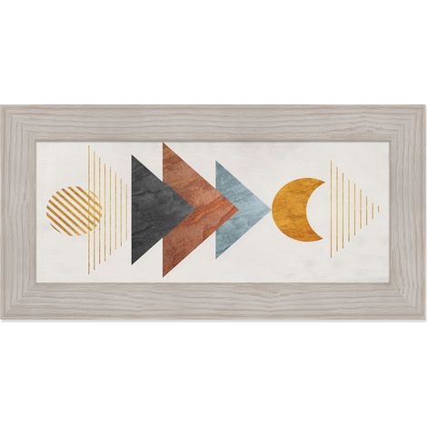 Lupia - Quadro moderno, per soggiorno camera da letto, con cornice BOSTON colore BEIGE, 28x57 cm, INFINITE stampa su pannello in legno, stile geometrico astratto (1/4)