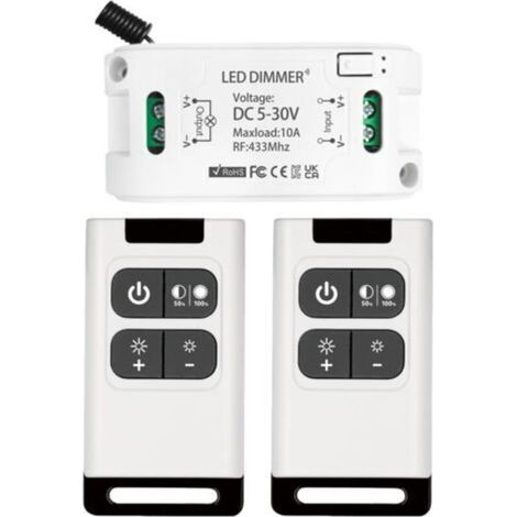 Gradateur sans fil DC 5V 30V 10A Contrôleur de Récepteur de Relais avec 2 Télécommandes Variateur (1/5)