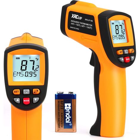 Thermomètre Infrarouge Numérique (-50℃~750℃), Pistolet de Température Laser sans Contact avec écran LCD, Emissivité réglable/Enregistrement de Données/Alarme de Température la plus basse Réglable (1/5)