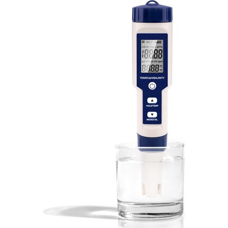 5-in-1-Gerät zur Messung von pH-Wert, Salzgehalt, TDS und elektrischer Leitfähigkeit in Aquakultur-Aquarien (1/5)