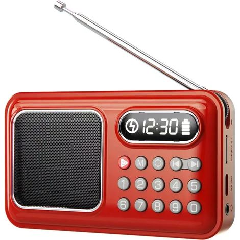 Mini radio FM de poche, récepteur radio portable rechargeable, haut-parleur Bluetooth sans fil, lecteur de musique USB avec carte TF et fonction de mémorisation en cas de coupure de courant (1/5)