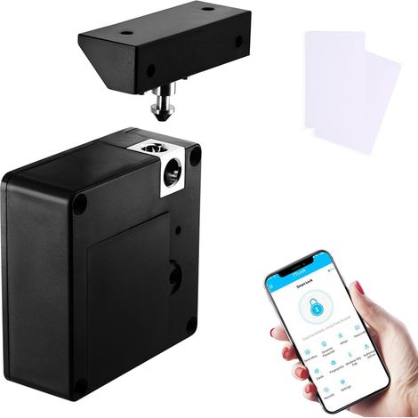Serrure de Tiroir, RFID électronique, Pour Armoires de Cuisine, de Meubles, avec application NFC, Serrure de Boîte aux Lettres, sécurité Enfant, Serrure électronique, Noire (1/5)