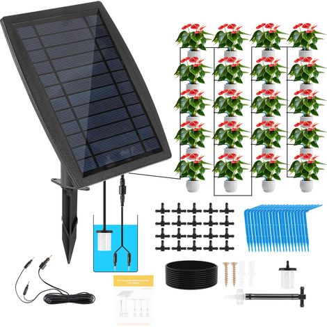 TolleTour Sistema de riego solar automático para plantas, kit de riego por goteo sin grifo para hasta 20 plantas