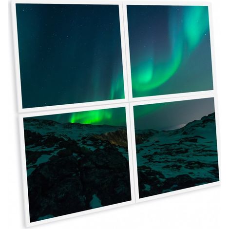 Pack de 4 dalles LED imprimées - Aurore Boréale - 600x600mm - Fabriqué en France (alimentation non fournie)
