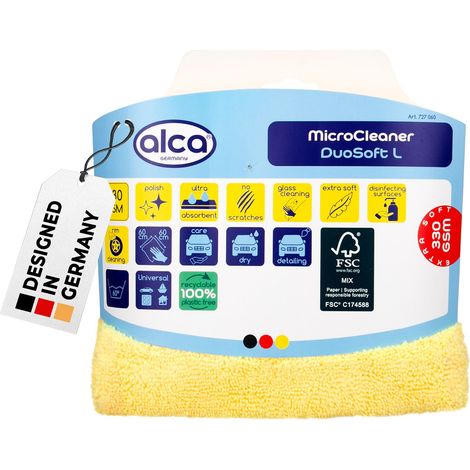 alca® Mikrofasertuch 60x60 cm gelb 330 GSM - Allzwecktuch mit Optimaler Balance zwischen Saugkraft, Weichheit und Flexibilität I weich schonend saugstark Autopflege Reinigung (1/5)