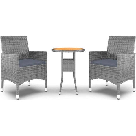 Maison Exclusive - Set da Pranzo per Giardino 3 pz in Polyrattan Grigio (1/5)