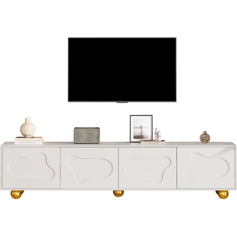 Meuble TV 180 x 40 x 45 cm, adorable meuble TV cartoon, meuble bas avec 2 armoires, meuble TV en forme de nuage, centre multimédia TV avec 5 pieds de support, charge jusqu’à 60 kg, adapté aux télévise (1/5)
