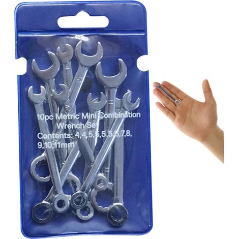 Jeu de petites clés 10 pièces jeu de clés métriques de 4 à 11 mm jeux de clés mixtes en acier inoxydable avec finition miroir jeu de clés à cliquet jeux de clés mixtes jeux de clés à draper (1/4)
