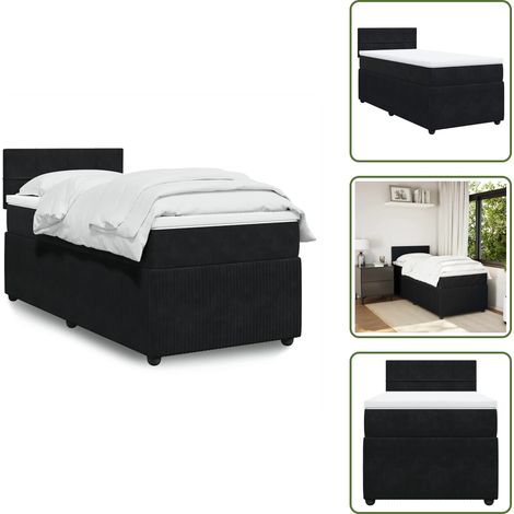 vidaXL Boxspringbett mit Matratze Schwarz 80x200 cm Samt (1/5)