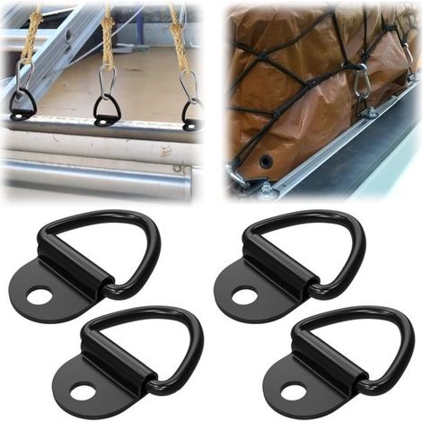 Anneaux d'ancrage lot de 4 - attaches triangulaires avec vis pour camion, noirs (1/5)