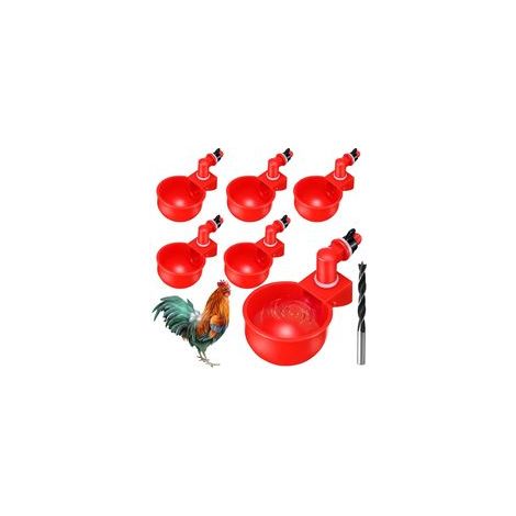 Gobelets à Eau de Poulet, Breuvoir de Poulet, Abreuvoir Poules Automatique, Abreuvoirs Automatiques Kit Abreuvoir Poules Abreuvoir Poule, 6 Pièce DIY Abreuvoir Poules Volaille Automatique Abreuvoir (1/5)
