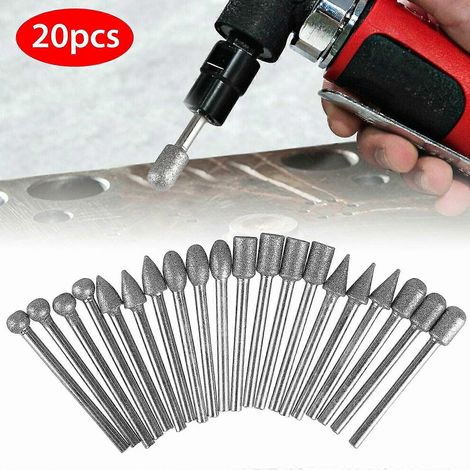 Ensemble de 20 fraises diamantées grain 120 pour outil de meulage rotatif (1/5)