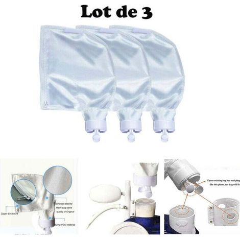 Lot de 3 Sacs à Limon adaptables pour Polaris 280 480 Robot Nettoyeur Piscine. Lot de 2 Sacs filtres Nylon renforcés à Ferme (1/4)