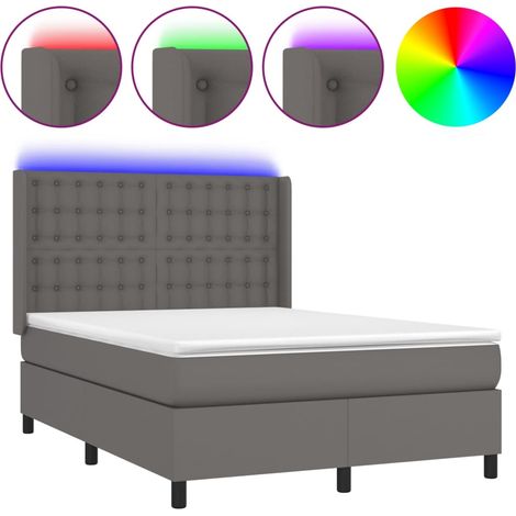 Maison Exclusive - Boxspringbett mit Matratze & LED Grau 140x190