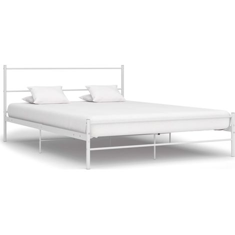Vidaxl – Cadre de lit métal blanc 120x200 cm – Construction robuste – Lattes flexibles pour confort – Hauteur 32,5 cm (1/5)