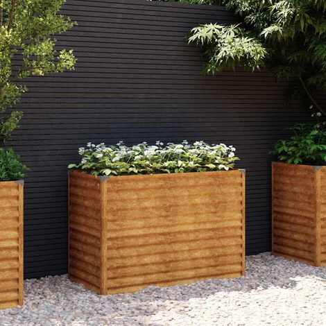 Jardinière surélevée-Pot de fleur-Bac à fleurs 100x50x69 cm Acier Corten (1/5)