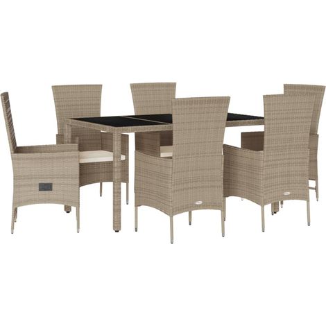 Maison Exclusive - Set comedor de jardín 7 pzas con cojines ratán (1/5)