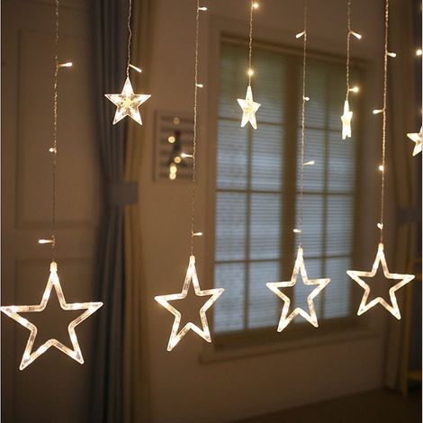 Guirlande Lumineuse Étoile 3.5M Led Sapin Noël Guirlande à Pile Fairy Light Rideau Lumineux Clignotant Intérieur Extérieur Décoration Chambre Fenêtre (lumière blanche chaude) (1/4)