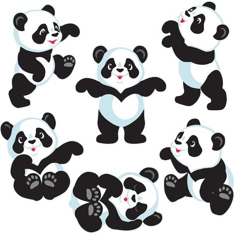 Tableau enfant deco poses panda - 50x50 cm Toile imprimée (1/5)