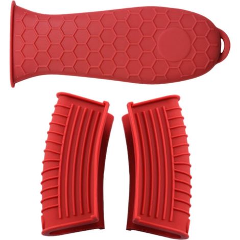 Couvercle de Poignée Latérale en Silicone Anti-Chaleur 3 Pièces, Résistant la Chaleur et Facile à Nettoyer Cuisine et Cuisson, Protection Rouge pour Ustensiles (1/5)