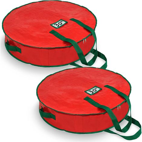 Sac de rangement pratique pour le linge et les couronnes de Noël (lot de 2) - Bâche résistante - Poignée de transport robuste - Protection antiparasitaire - Idéal pour la maison et le garage - 30 (1/5)
