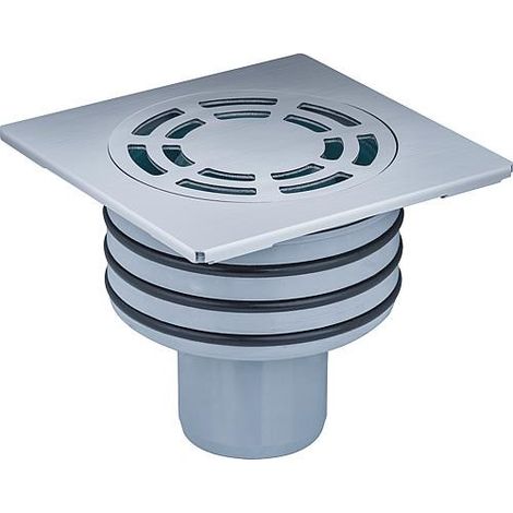 Banyo – Siphon de sol DN50/100 avec couvercle inox 120mm x 120mm – Débit 0,38 l/s – Garde d'eau 35mm – Hauteur de montage 54mm