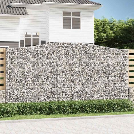 Gabionen mit Hochbogen 6 Stk. 400x50x200/220cm Verzinktes Eisen (1/5)