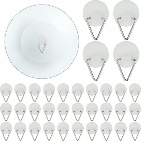 Support Adhésif pour Assiettes - Crochet Triangulaire Auto-Adhésif Sans Clou - Pour Cuisine Bureau Salle de Bain Voiture - 50 Pièces (1/5)