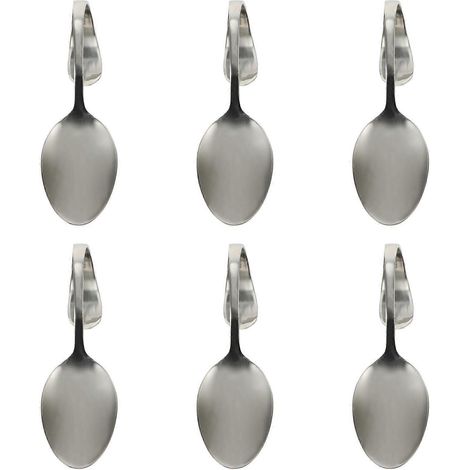 Lot de 6 cuillères à salade en acier inoxydable à manche incurvé (argenté) (1/4)