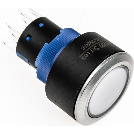 Bouton-poussoir, Momentané lumineux, LED Rouge, 2 N/O, 2 N/F, 3 A, 5 A, Transparent, Montage panneau (1/4)