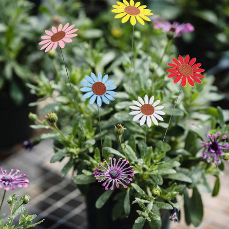 Lot de 5 tuteurs de jardin vintage en métal, en forme de tournesol, pour décorer votre pelouse, votre terrasse ou tout autre espace vert. (1/4)