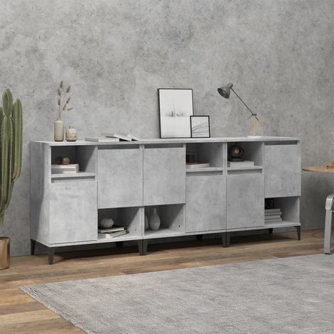 Lot de 3 Buffets Vintages,Enfilades gris béton 60x35x70 cm bois d'ingénierie -TZ19827 (1/5)