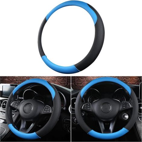 Lenkradbezug Auto Mikrofaser Leder Sport Anti Rutsch Universal Blau (1/5)