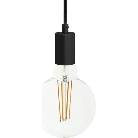 Lampada a sospensione Made in Italy completa di cavo tessile e finiture in metallo monocromatiche  Senza lampadina - Nero - Matter ON/OFF