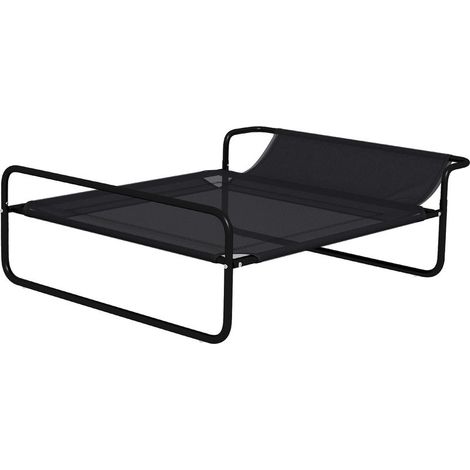 Lit surélevé pour chiens animaux de compagnie avec appui-tête tissu micro-perforé 91 x 69 x 29 cm noir (1/5)