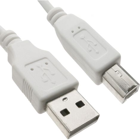 BeMatik - USB 2.0 AB 20cm de câble mâle blanc