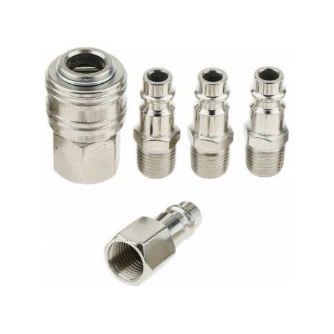 Set 5PZ Attacchi Rapidi Adattatore per Tubi ad Aria Compressa 1/4" 14927-1 (1/5)